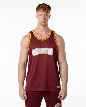 Crimson Alphalete Varsity Basketball Jersey Men's Stringers | 1374069-WH