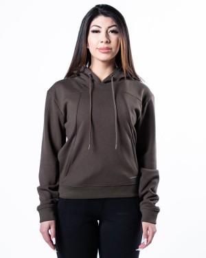 Dark Brown Alphalete Monarch Hoodie Women's Hoodie | 0368495-IS