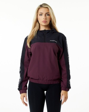 Dark Merlot Alphalete Infinity Tech Jacket Women's Jackets | 2657301-CA