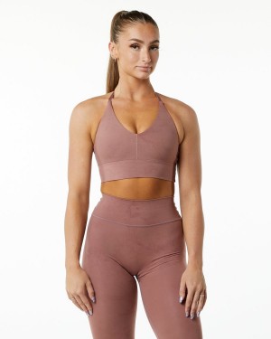 Dusty Rose Alphalete Alphalux Wonder Bra Women's Sports Bra | 8724930-XZ