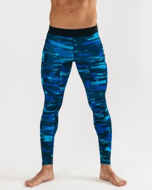 Electric Blue Camo Alphalete Core Training Tight Men's Underwear | 0638957-PE