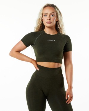 Evergreen Alphalete Amplify SS Crop Women's Shirts | 6308971-XO