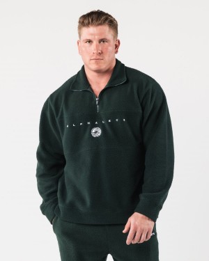 Evergreen Alphalete King Quarter Zip Men's Jackets | 5742108-TA