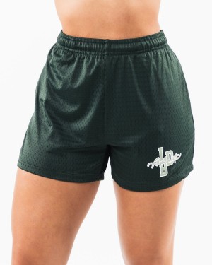 Evergreen Alphalete Signature Mesh Short 4" Women's Shorts | 2683950-TZ