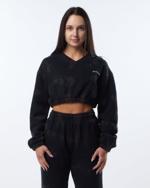 Faded Black Alphalete HCTS Sweater Women's Jackets | 2136589-LB