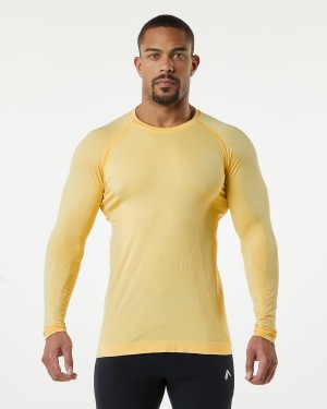 Faded Honey Alphalete Hero Long Sleeve Tee Men's Shirts | 5184062-FR