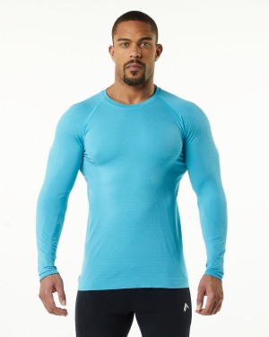 Faded Ocean Alphalete Hero Long Sleeve Tee Men's Shirts | 8206713-FQ