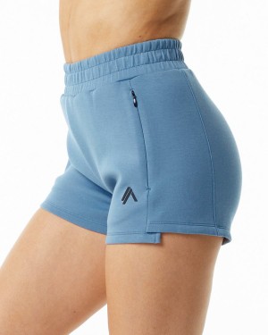 Fog Blue Alphalete ELMTS Athletic Short 3.5" Women's Shorts | 4731256-CI