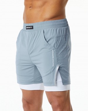 Fog Blue Alphalete Infinity Speed Short 5.5" Men's Shorts | 1649385-SY