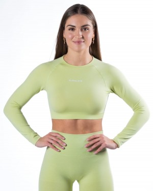 Frozen Spring Alphalete Amplify LS Crop Women's Long Sleeve | 6792358-FP