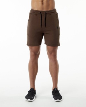 Fudge Brown Alphalete ELMTS Athletic Short 6" Men's Shorts | 7251039-CH