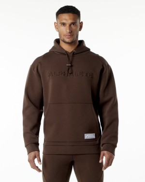 Fudge Brown Alphalete ELMTS Hoodie Men's Hoodie | 3471290-TG