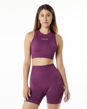 Grape Alphalete Ozone Crop Bra Women's Sports Bra | 0854793-ZR