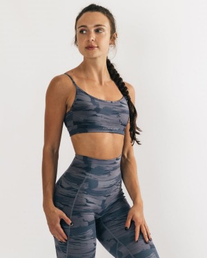 Grey Canvas Camo Alphalete Surface Limitless Bra Women's Sports Bra | 8742316-TY