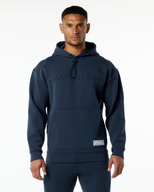 Harbor Navy Alphalete ELMTS Hoodie Men's Hoodie | 9504168-AO