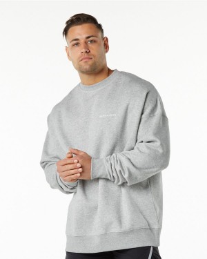 Heather Grey Alphalete Classic Crew Men's Jackets | 1472560-CO