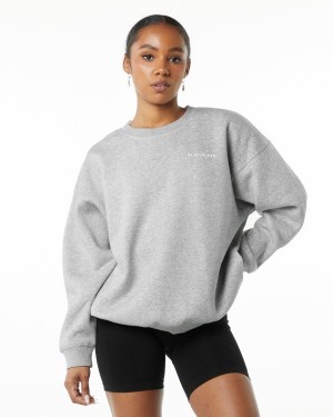 Heather Grey Alphalete Classic Crew Women's Jackets | 0129763-YR