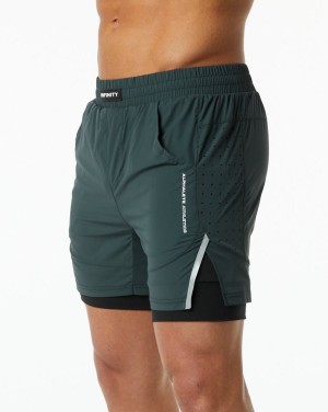 Hunter Green Alphalete Infinity Speed Short 5.5" Men's Shorts | 0241738-ZY