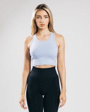 Ice Blue Alphalete Essential Crop Tank Women's Tank Top | 7961582-KB