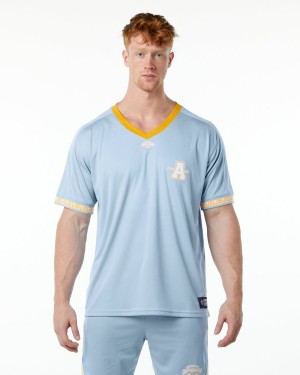 Light Blue Alphalete Varsity NFL Jersey Men's Shirts | 1406925-AK