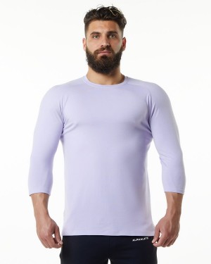 Lilac Haze Alphalete Evo 3/4 Sleeve Tee Men's Shirts | 7203869-NX