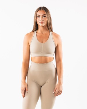 Linen Alphalete Amplify Bra Women's Sports Bra | 6487123-ME