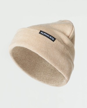 Linen Alphalete Essential Foldover Beanie Men's Accessories | 4310862-UX