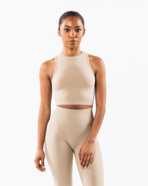 Linen Alphalete Stratus Crop Tank Women's Tank Top | 8230549-UK