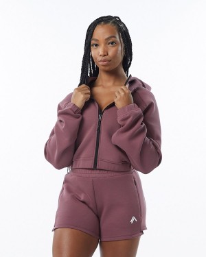 Mauve Alphalete ELMTS Full-Zip Crop Jacket Women's Jackets | 9875312-GW