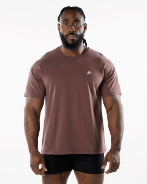 Merlot Alphalete Emblem Tee Men's Shirts | 8749651-SP