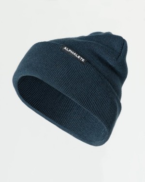 Midnight Alphalete Essential Foldover Beanie Women's Accessories | 1859346-AT