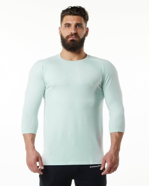 Mirage Blue Alphalete Evo 3/4 Sleeve Tee Men's Shirts | 6837904-SM