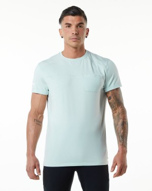 Mirage Blue Alphalete Evo Pocket Tee Men's Shirts | 4136250-LZ