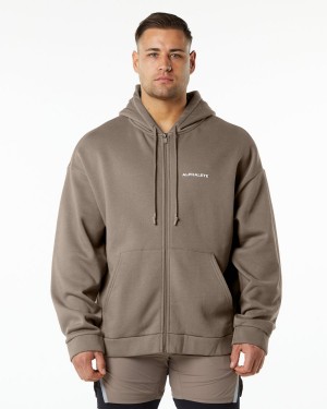 Mocha Alphalete Classic Full-Zip Jacket Men's Jackets | 4263891-RZ