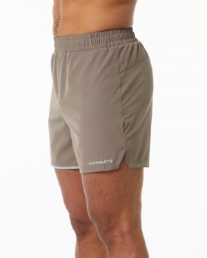 Mocha Alphalete Core Stride Short 5” Men's Shorts | 2083576-RT