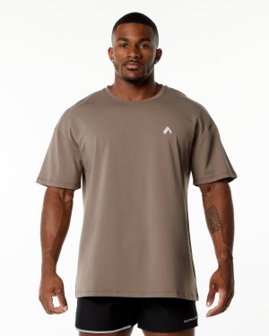 Mocha Alphalete Emblem Tee Men's Shirts | 5794328-ID