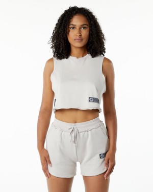 Moonstone Alphalete Very Terry Crop Cutoff Women's Tank Top | 9135084-RG