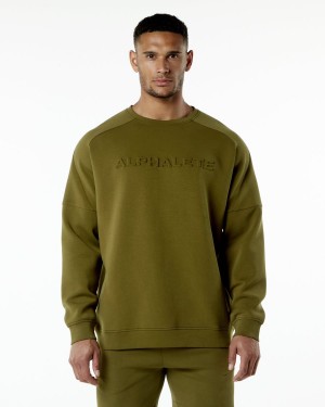 Moss Alphalete ELMTS Crewneck Sweater Men's Jackets | 5943178-JF