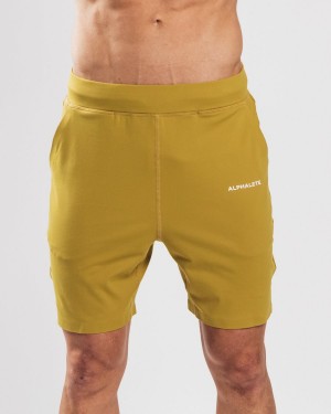 Mustard Alphalete Trace Short 8" Men's Shorts | 7830452-LI