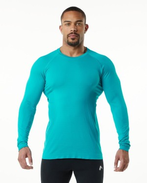 Ocean Alphalete Hero Long Sleeve Tee Men's Shirts | 6758913-PB