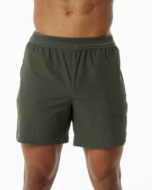 Olive Alphalete Studio Short 6" Men's Shorts | 5902378-AY