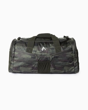 Olive Canvas Camo Alphalete Essential Duffel Bag Men's Accessories | 1632870-XS