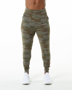 Olive Canvas Camo Alphalete Trace Jogger Men's Jogger | 9761024-DX