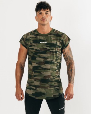 Olive Canvas Camo Alphalete Velocity Sleeveless Tee Men's Stringers | 7054286-OM