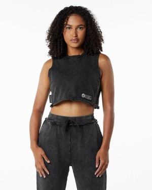 Onyx Alphalete Very Terry Crop Cutoff Women's Tank Top | 7306125-AI