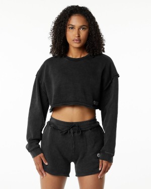 Onyx Alphalete Very Terry Crop Pullover Women's Jackets | 9087324-LP