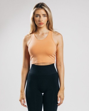 Orange Frost Alphalete Essential Crop Tank Women's Tank Top | 2143576-DX