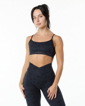 Pebble Print Black Alphalete Surface Limitless Bra Women's Sports Bra | 0179658-PR