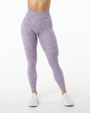 Pebble Print Misty Lilac Alphalete Surface Power Legging Women's Leggings | 2167540-TH