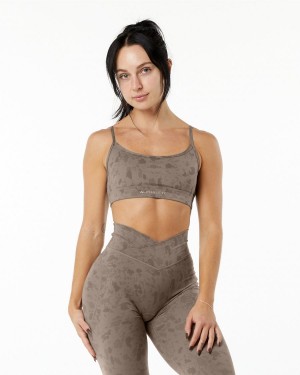 Pebble Print Mocha Alphalete Surface Limitless Bra Women's Sports Bra | 4952183-KI